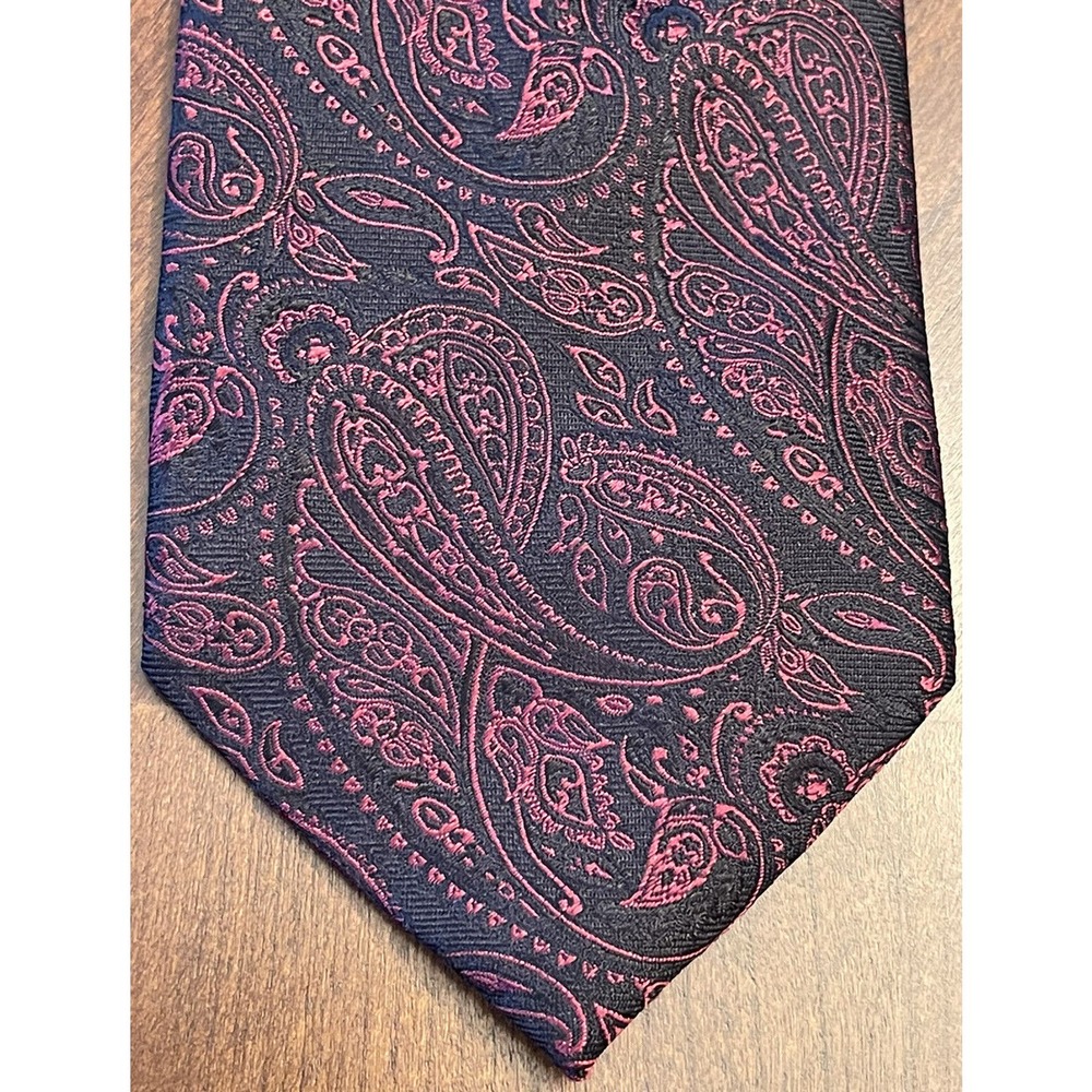 James Campbell, Red, Black, Hand Made, 100% Silk, Men’s Neck Tie, Made In China